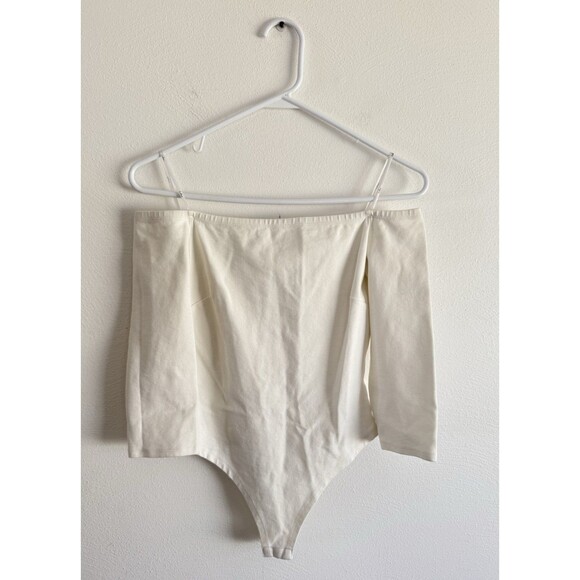 Lulus Off The Shoulder Stretch Bodysuit Women Size M Ivory White *Flaw - Picture 2 of 11
